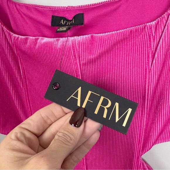 AFRM | NEW Paradiso Hot Pink Velvet Cutout Mini Dress Women’s Size Medium - Picture 7 of 10